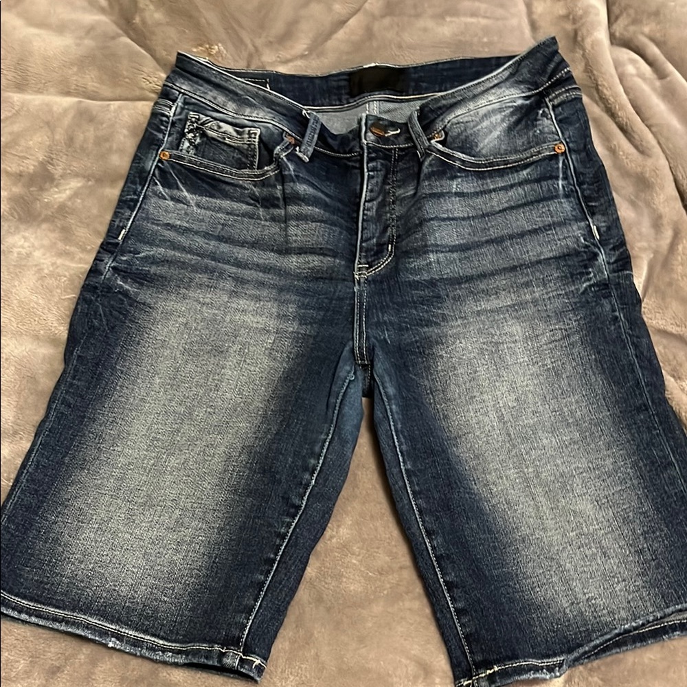 Buckle Black Denim Shorts